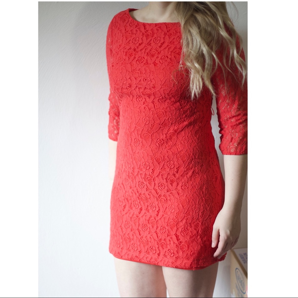 Orange Lace Cocktail Dress